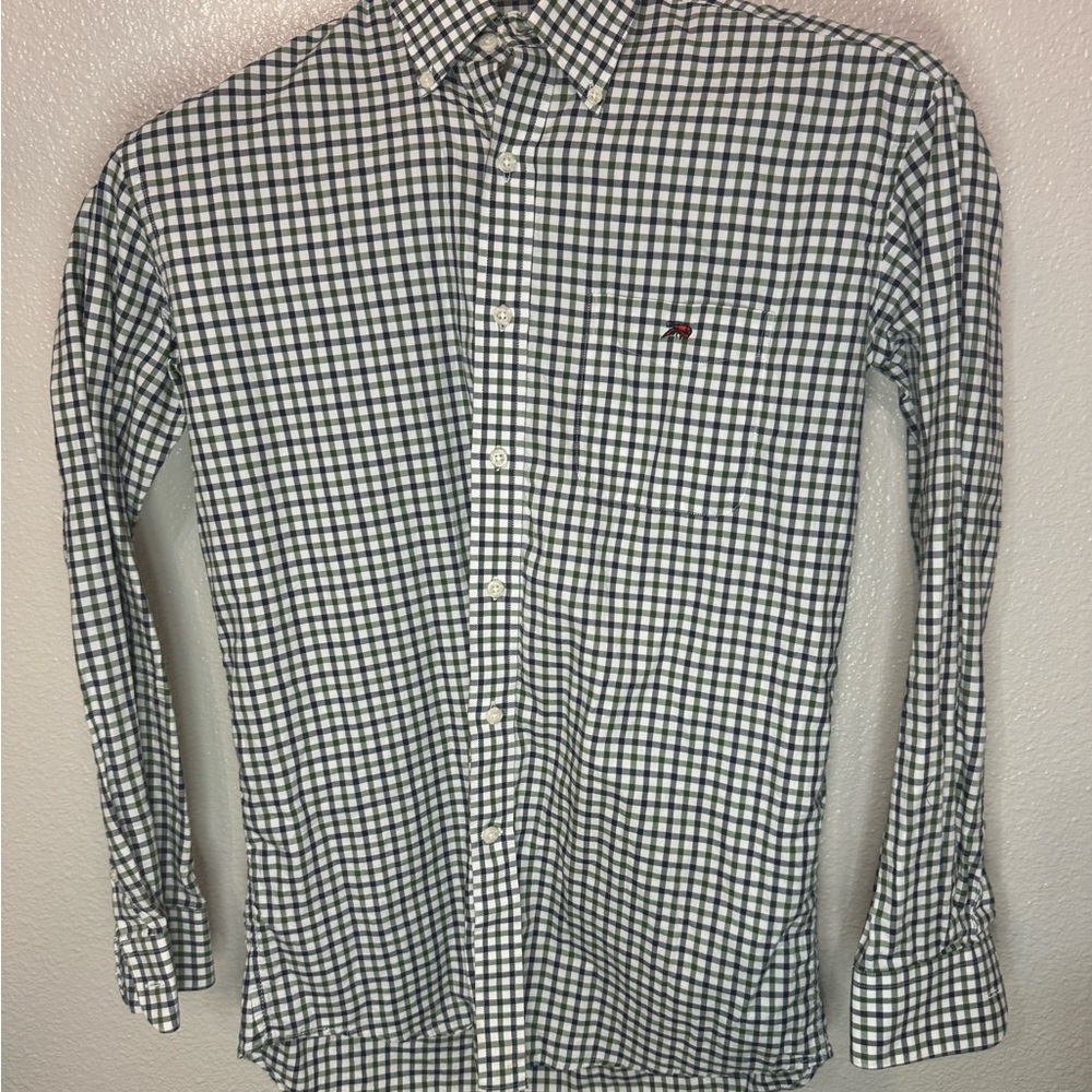 Perlis Green and Blue Gingham button up shirt size S New Orleans Cajun